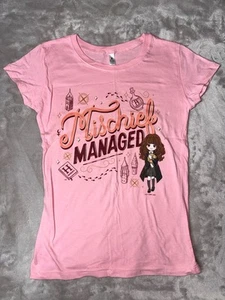 Girls Large Mischief Managed Hermione Pink T-shirt - Picture 1 of 4