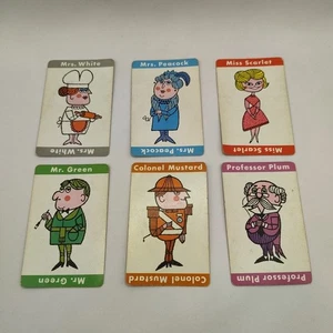 Vintage 1963 Clue Board Game Replacement Suspects Cards Originals All Six Cards - Picture 1 of 9