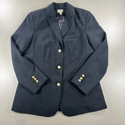 LL Bean Blazer 10R Women's Black With Gold Buttons Office Core Workwear - Image 1 of 4