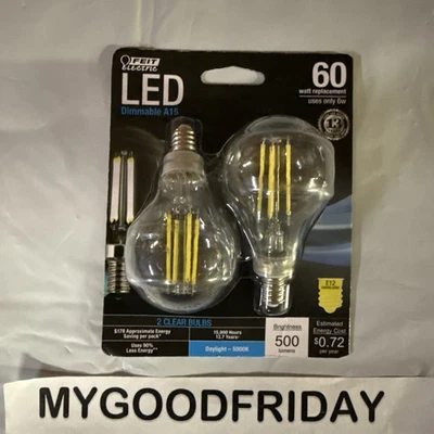 Feit 60W Equiv 2700K A15 Candelabra Dimmable Filament Clear Glass LED Soft White - Image 1 of 2