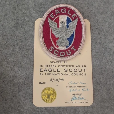 Vintage Eagle Scout Patch and Certification Card 1974 Boy Scouts of America - Image 1 of 2