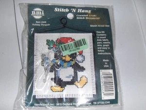 NEW NMI Counted Cross Stitch Kit - mini with hanger - Stitch 'N Hang - Penguin - Picture 1 of 2