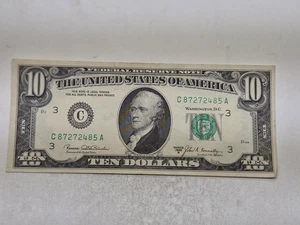 VINTAGE RARE ALMOST UNC 1969 B SERIES $10 DOLLAR BILL C87272485A, PHILADELPHIA - Picture 1 of 4
