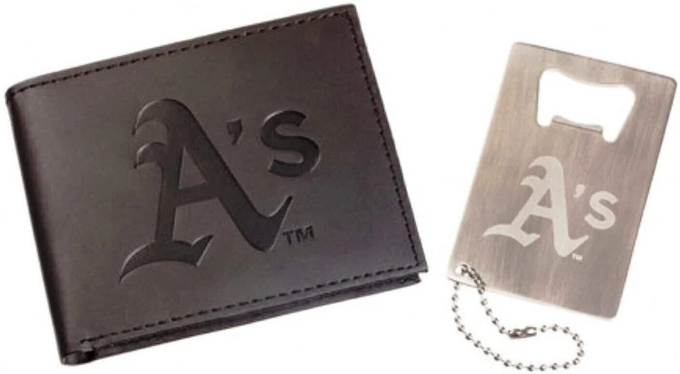 Oakland A's Athletics Leather Wallet & Bottle Opener Keychain Gift Set Baseball - Image 1 of 1