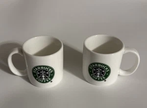 Starbucks 3 Oz Mini Coffee Espresso Mug Cup 2014 White With Mermaid Lot of 2 - Picture 1 of 9