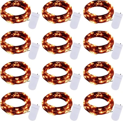 Светодиодная гирлянда на батарейках 7 футов 20 светодиодов водонепроницаемая серебряная проволока F упаковка 12 шт. - Изображение 1 из 4