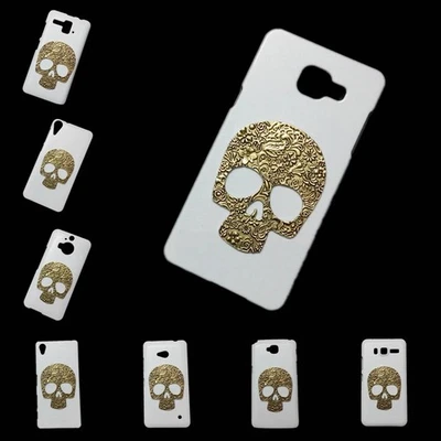 For Phones 3D Retro Metal Skull White Hard Back Protective Skin Case Cover - image 1 of 4