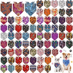 72 Pcs Dog Bandana Bulk Washable Puppy Triangle Scarfs Cat Bandanas Adjustabl... - Picture 1 of 7