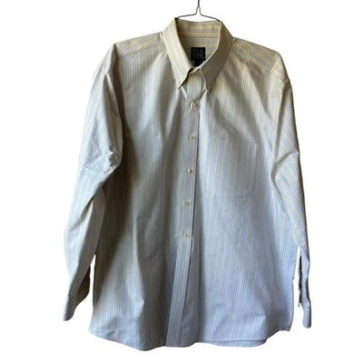 Jos. A. Bank Button Down Long Sleeve Shirt Striped Yellow Blue Men's XL Classic - Image 1 of 4