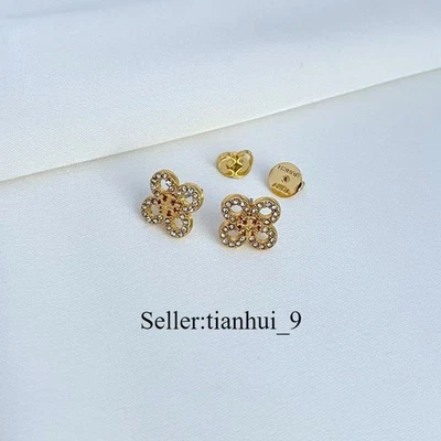 Nuevo Tory Oro Pavé Logo y Trébol Pendientes con Bolsa de Joyería Tamaño: 1.1 * 1.1 cm Foto 1 de 3