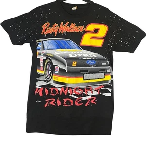 Vintage 90s Rusty Wallace Midnight Rider NASCAR T-Shirt XL Nutmeg Miller  - Picture 1 of 7