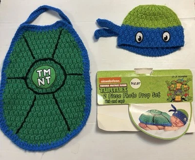 Nuevo babero y gorra Teenage Mutant Ninja Turtles bebé recién nacido 2 piezas foto utilería Foto 1 de 4