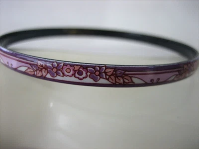 Vintage Michaela Frey Enamel Bangle Bracelet Floral Rose Design Austria - Image 1 of 4