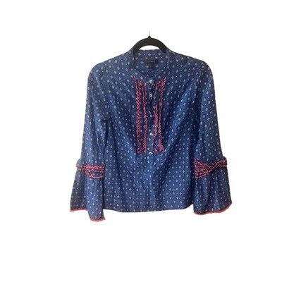 J.Crew Embroidered Bell Sleeve Top In Foulard Print Foto 1 de 4