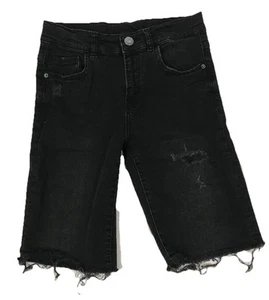 Zara Denim Jean Shorts Girls Size 10 Distressed Cutoff Summer Beach Trendy Black - Picture 1 of 9
