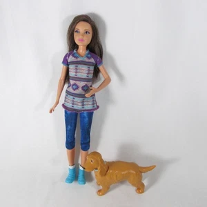 Barbie Adolescente Patrón Camping Divertida Muñeca Marrón Pelo Púrpura con Perro Retreiver Dorado - Imagen 1 de 9