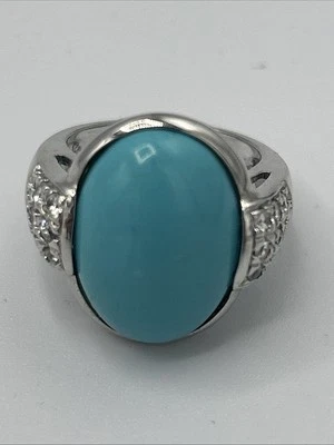 Ross Simons Sterling Silver 925 Turquoise Cabochon Accent Stones Ring size 5.75 Foto 1 de 4