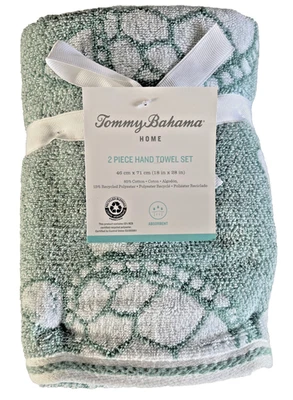Juego de 2 toallas de mano Tommy Bahama estampado tortuga marina botella mezcla de algodón verde Foto 1 de 4