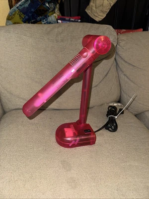 Abajur de mesa vintage ajustável rosa translúcido plástico Z Y2K funciona - Imagem 1 de 4