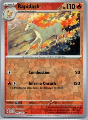 Rapidash SV05: Temporal Forces 027/162 Near Mint NM Reverse Holo - Image 1 of 2