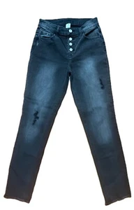 JUSTICE Girls High Rise Jegging SZ 16 Snap Button Fly Stretch Distressed - Picture 1 of 10