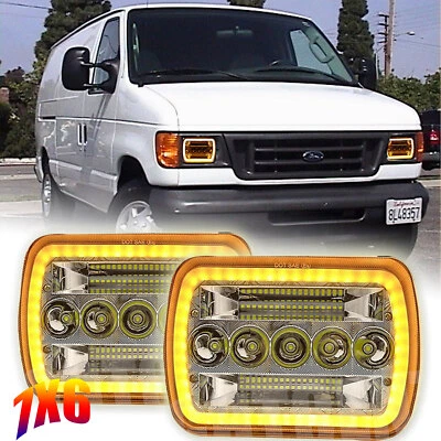 Faros LED de haz alto bajo de 5x7" 7x6" para Ford E-150 E-250 E-350 Econoline 2 piezas Foto 1 de 4
