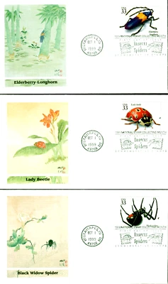 #3351 a-t Insects and Spiders Complete Set of 20 Fleetwood First Day Covers 1999 - Image 1 of 4