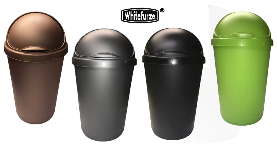 50L WHITEFURZE KITCHEN WASTE TRASH RUBBISH RECYCLE PAPER BULLET FLIP TOP BIN - Image 1 of 1