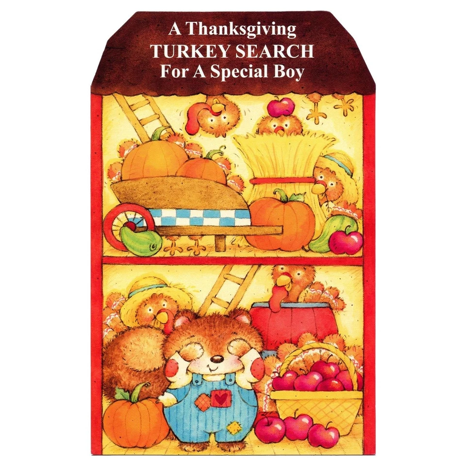 Linda Tarjeta de Acción de Gracias PARA NIÑO, Divertido Juego de Búsqueda de Pavo por Gallant Greetings + ✉ Foto 1 de 4