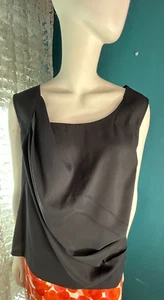 TRENNERY top XL black sleeveless round neck wave sweep lined blouse shell top - Picture 1 of 7