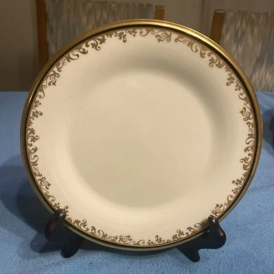 Lenox Eclipse 8" Salad Plate Edge Scroll Design Gold With Black Trim - Image 1 of 2