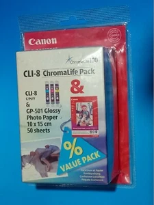 3 Cartuccia D'Inchiostro Stampante Canon CLI8 + 50 Carta Foto Pixma MP600 - Bild 1 von 3
