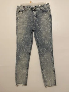 NWT Epic Threads Jeans Womens Junior 16 Blue Denim Spatter Skinny Raw Hem 29x37 - Picture 1 of 20