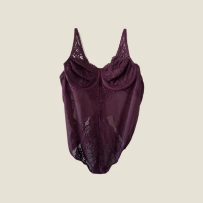 Torrid Thong Bodysuit Lingerie Mesh & Lace Underwire- Size 4 4X New Purple - Image 1 of 4