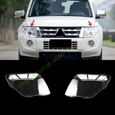 For Mitsubishi Pajero Montero 2007-2018 Both Headlight Lens Cover + Glue - Image 1 of 4