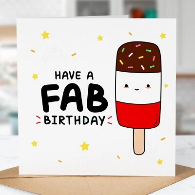 LITTLEGREETS Funny Birthday Card, Have A FAB Birthday, Fun Birthday Greeting, For Him / Her