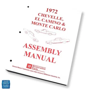 1972 Chevelle El Camino Monte Carlo Factory GM Assembly Manual Each - Picture 1 of 4