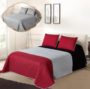 All American Collection New Solid Three Color Combination Reversible Bedspread - Picture 1 of 8