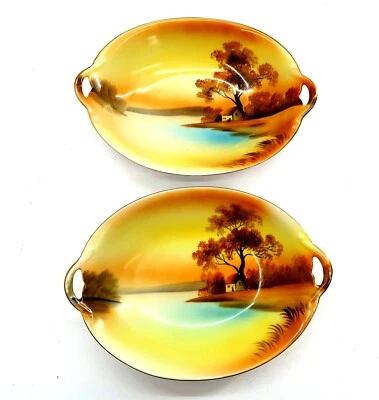 2 Vintage NORITAKE TREE IN THE MEADOW 9 1/4" Oval Vegetable Bowls ~ EXCELLENT - Image 1 of 4