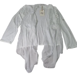 Made In Italy White Silk Blend Jacket One Size Fits XS-M Waterfall Style BNWT - Picture 1 of 10