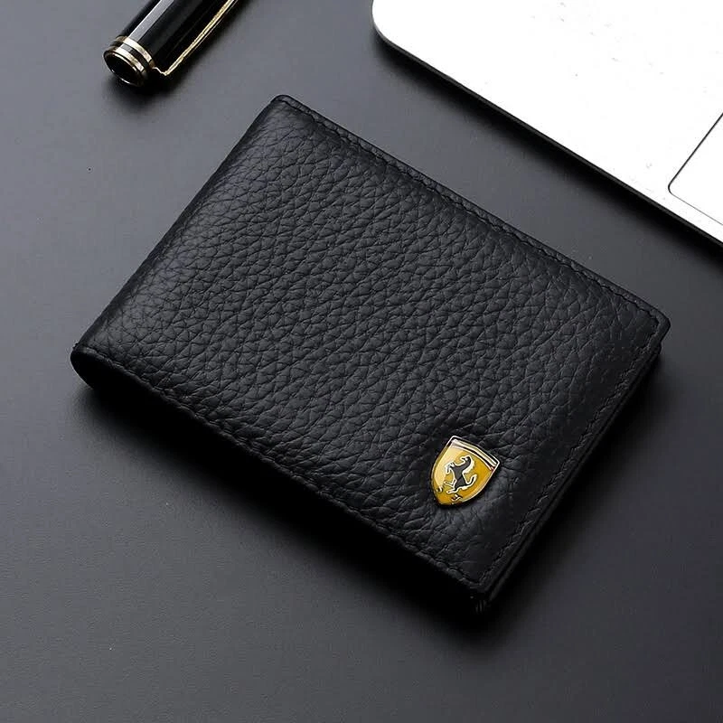 100% Genuine Leather Wallet Card Package For Ferrari Car Logo Mini ID Small - Image 1 of 1