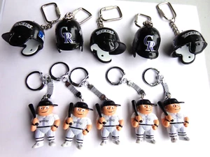 VINTAGE MLB COLORADO ROCKIES  Lil Sports Brat Key Chains PLAYERS / HELMETS 10 Pc - Picture 1 of 2