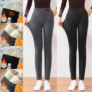 Ladies Winter Thick Leggings Pants Fleece Lined Thermal Stretchy Warm Soft Slim - Picture 1 of 17