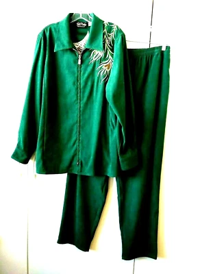 JUEGO CHAQUETA Y PANTALÓN BOB MACKIE USABLE ARTE VERDE BORDADO PHEONIX 2 PIEZAS L Foto 1 de 4