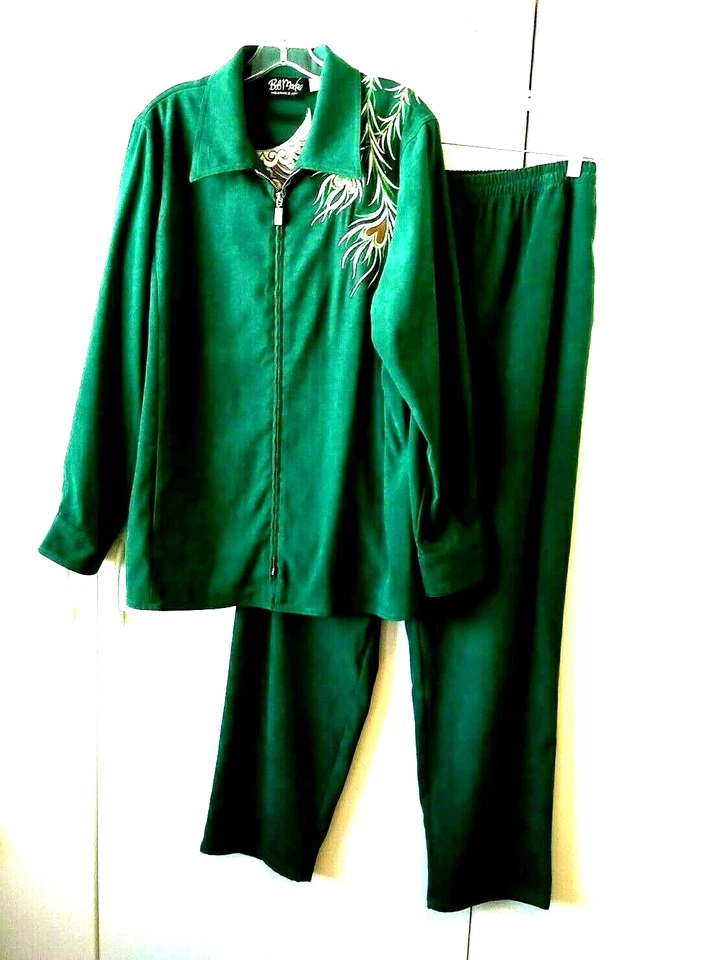 JUEGO CHAQUETA Y PANTALÓN BOB MACKIE USABLE ARTE VERDE BORDADO PHEONIX 2 PIEZAS L Foto 1 de 4