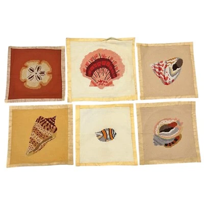 Lote de 6 conchas marinas/conchas marinas de punto de cruz completas *necesita acabado/respaldo* Foto 1 de 4