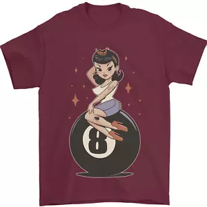 8-Ball Pinup Pool Mens T-Shirt 100% Cotton - Picture 1 of 98