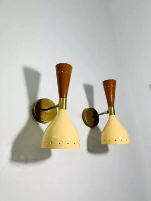 Aplique de pared marrón y beige par lámpara de noche italiana Diablo accesorio de lámpara de pared Foto 1 de 4