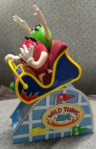 M & M Candy Dispenser Green and Red M&Ms Wild Thing Roller Coaster Vintage - Picture 1 of 8