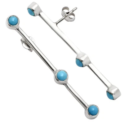 Pendientes redondos de plata 925 con piedras preciosas de diseñador, colgantes de moda, regalo hecho a mano Foto 1 de 3